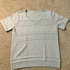 Light Baby Blue Short Sleeve Knit Top